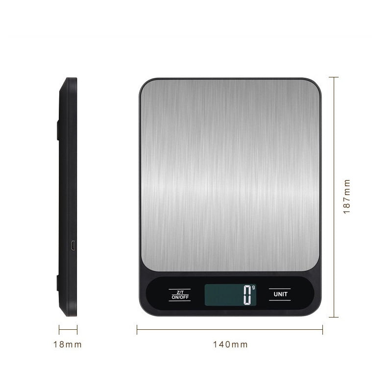 Digital Kitchen Food Scale for Cooking Baking Coffee Scale 5000g by 1g with Tare and LCD Display Food Weight Scale,（Black charging model）