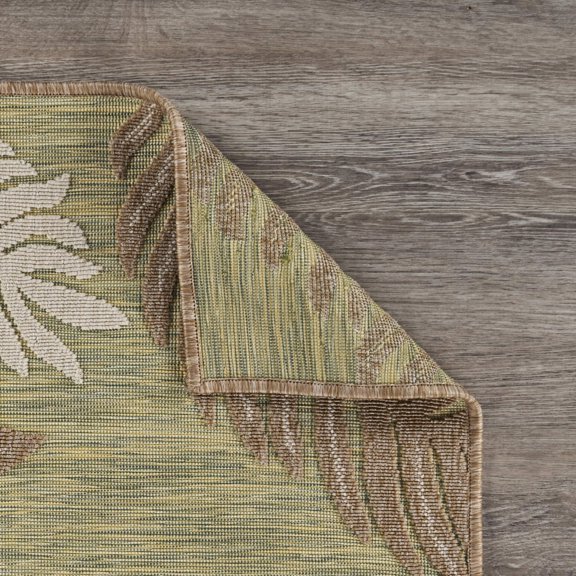 LR Home Reese 5' x 7', Beige/Green Palms Fade, Stain, and Moisture Resistant Indoor/Outdoor Area Rug