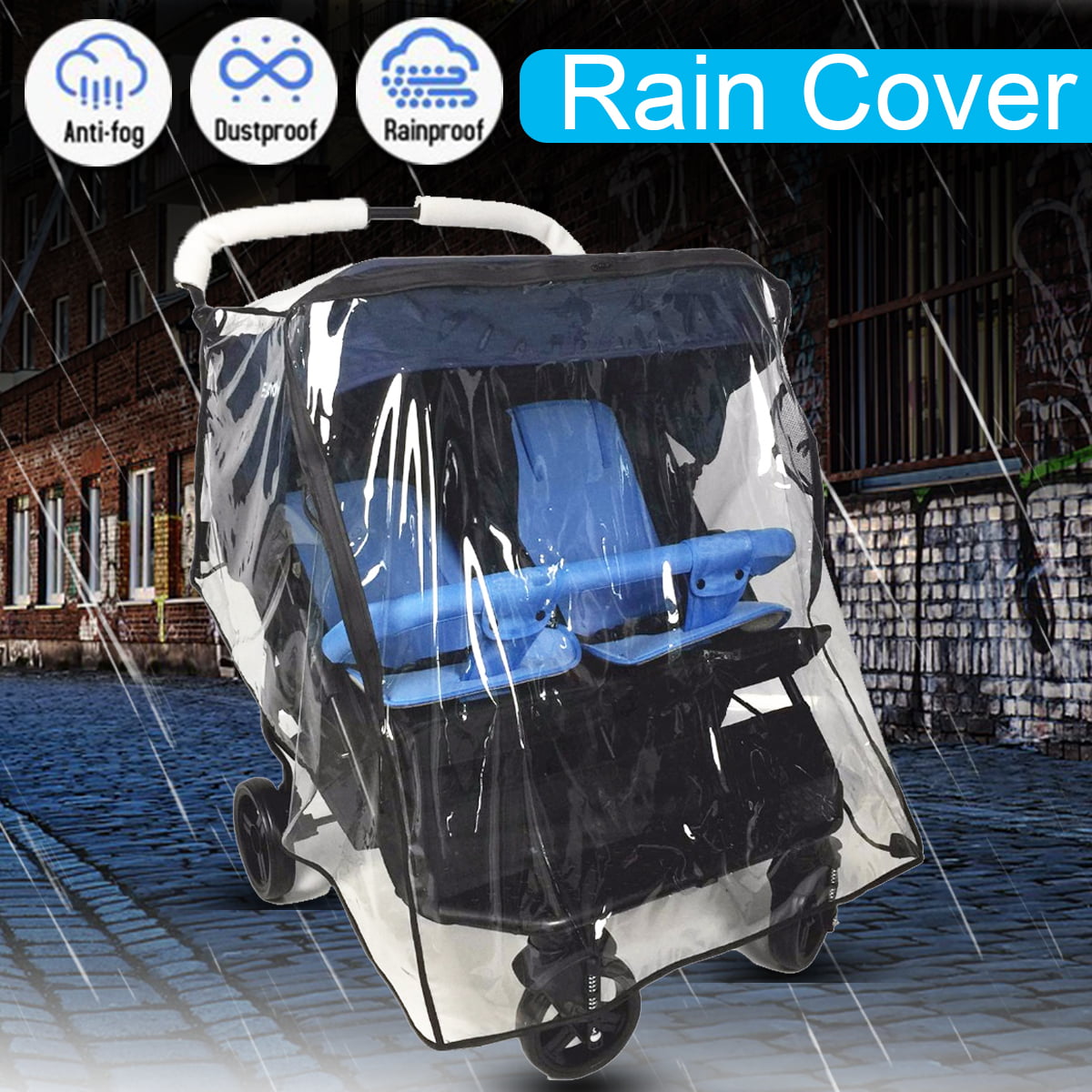 double buggy rain cover universal