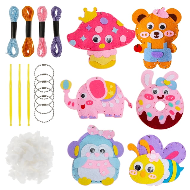 JTWEB 1Set Toy Sewing Kit Easy Sewing Doll Kit for Beginner Handcraft Sewing Fun Learn to Sew Colorful DIY Handcraft Sewing Fun Kits for Beginner-color1-