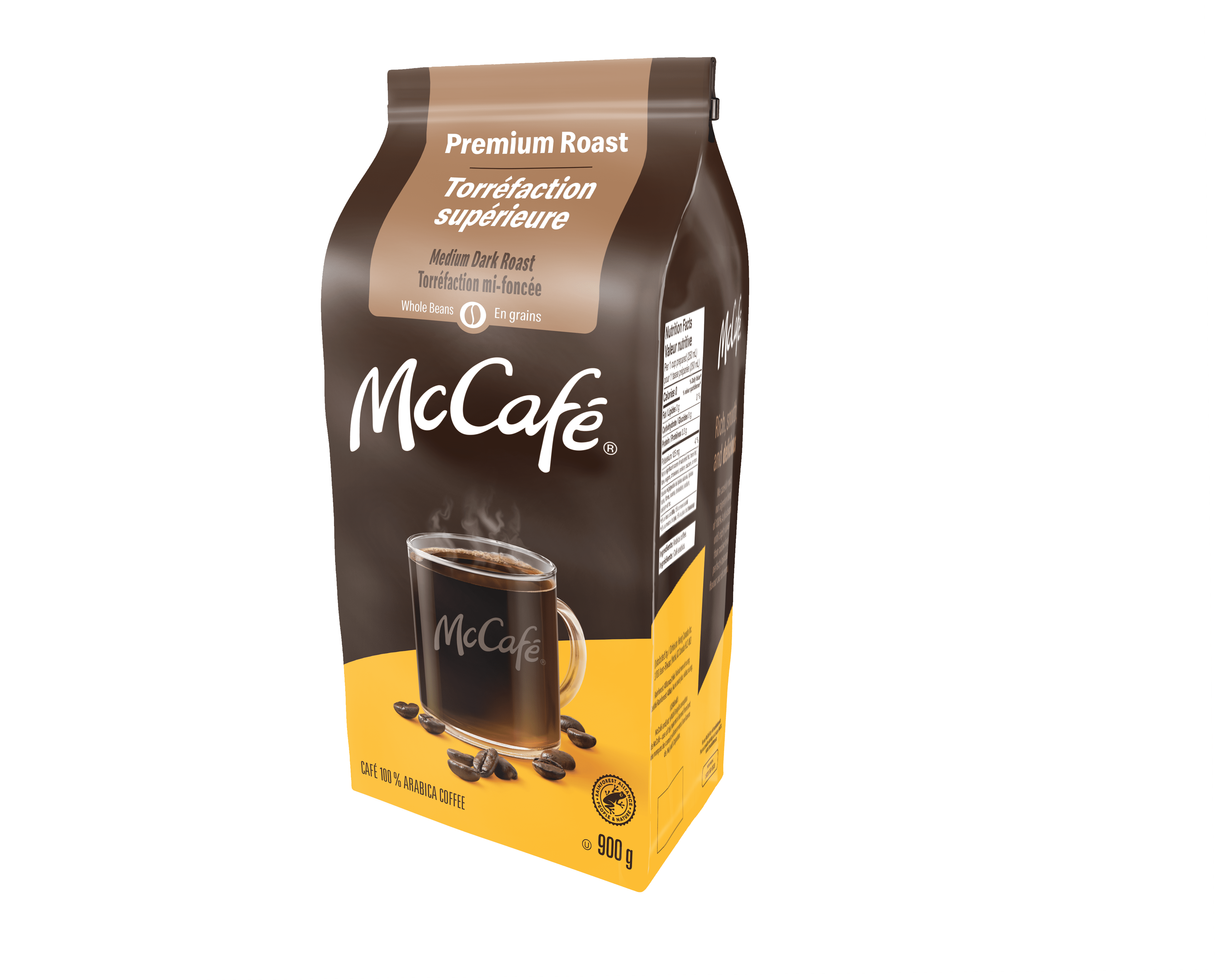 McCafé Premium Medium Dark Roast, Whole Bean Coffee, 900g