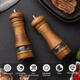 thumbnail image 2 of Ikoopy 4Pcs Wood Salt Grinder With Ceramic Core Adjustable Coarseness Pepper Grinder Anti Rust Wear Resistant Manual Pepper Mill for Kitchen Barbecue Camping, 2 of 11