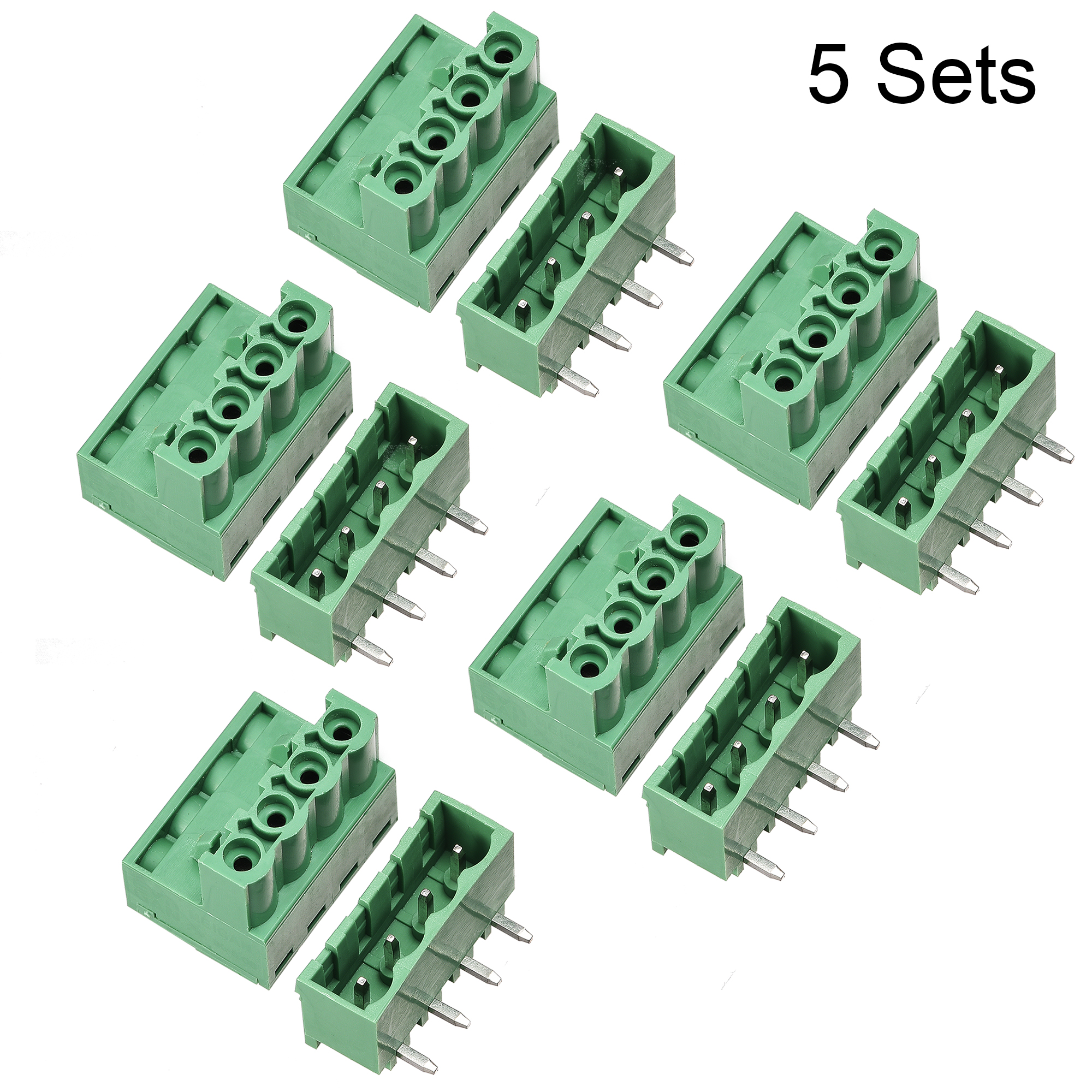 10 Ensembles Connecteurs PCB 8 Broches Pas 5.08mm - Borne à Vis Angle Droit Mâle/femelle, Pour électronique, 300V 15A