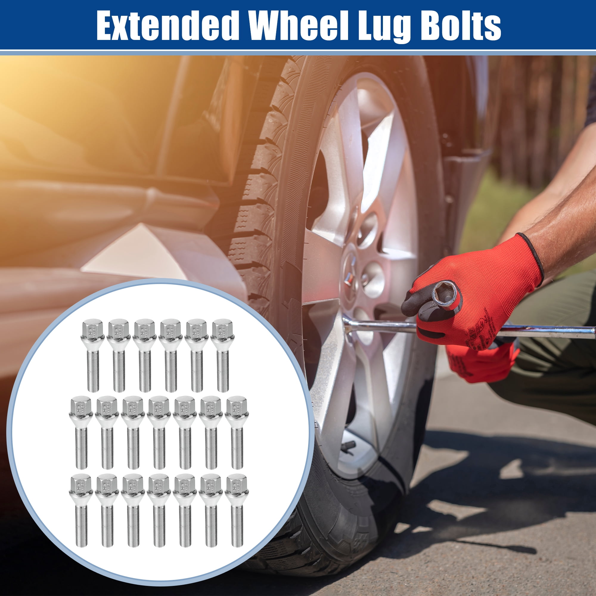Unique Bargains Extended Wheel Lug Bolts for Jeep Cherokee 2014-2022 M12x1.25mm
