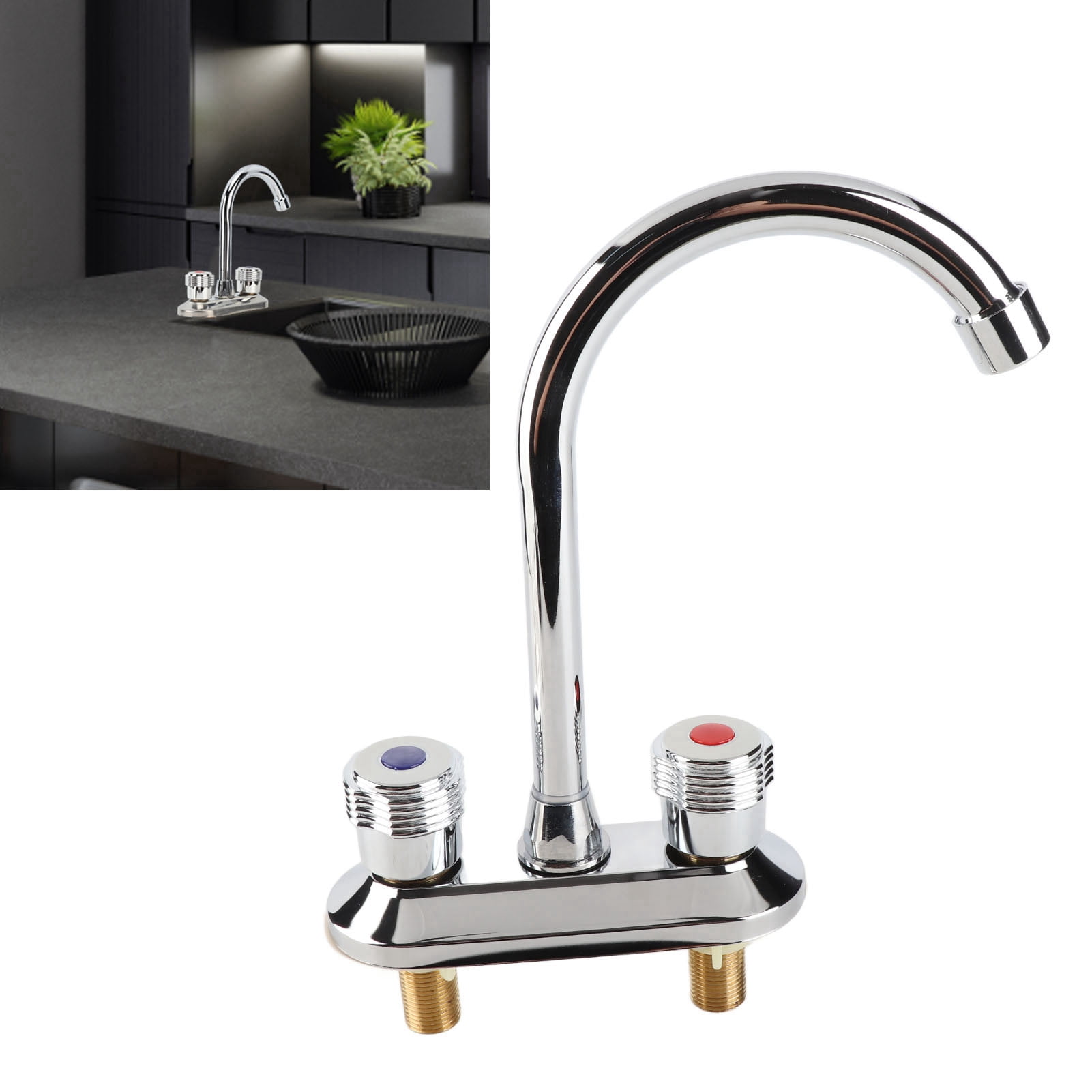 LAZIOEGR 2-Handle Bathroom Sink Faucet, Premium Copper Water-Saving Centerset Faucet for Hot and Cold Water Control, Elegant Silver Finish for Modern Bathroom Decor (8 in / 20.32 cm)