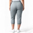 thumbnail image 5 of Cagogo Women Plus Size Capri Pants Elastic Waist Casual Cropped Pants with Pockets Summer Travel Trousers Loose Lounge Beachwear, Gray 4XL, 5 of 9