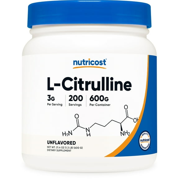 Nutricost Pure L-Citrulline Powder 600 Grams - No Malate, Non-GMO Supplement
