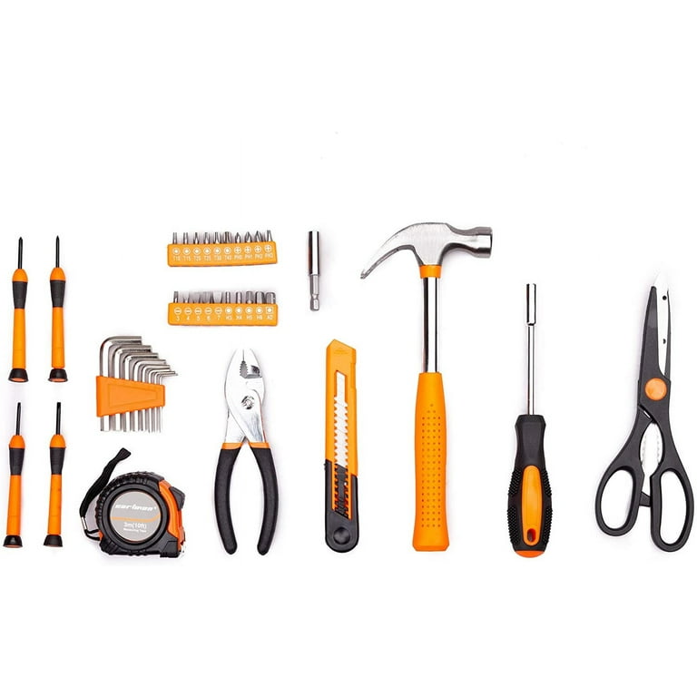 CARTMAN 39 Piece Tool Set General Household Hand Kit With Plastic Toolbox  Storage Case Orange