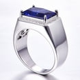 thumbnail image 2 of Men's Halo Engagement Rings 7.0ct Radiant Cut Created Blue Sapphire Solid 925 Sterling Silver Eternity Wedding Band Size 5-14, 2 of 4