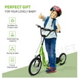 thumbnail image 4 of Aosom Youth Scooter, Teens Kick Scooter, Adjustable Handlebar Ride On Toy for 5+ with 16" Front and 12" Rear Dual Brakes Inflatable Wheels, Green, 4 of 9