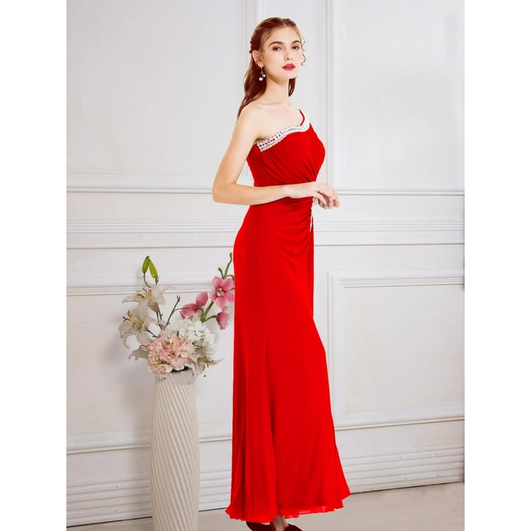 Simple red long gown clearance