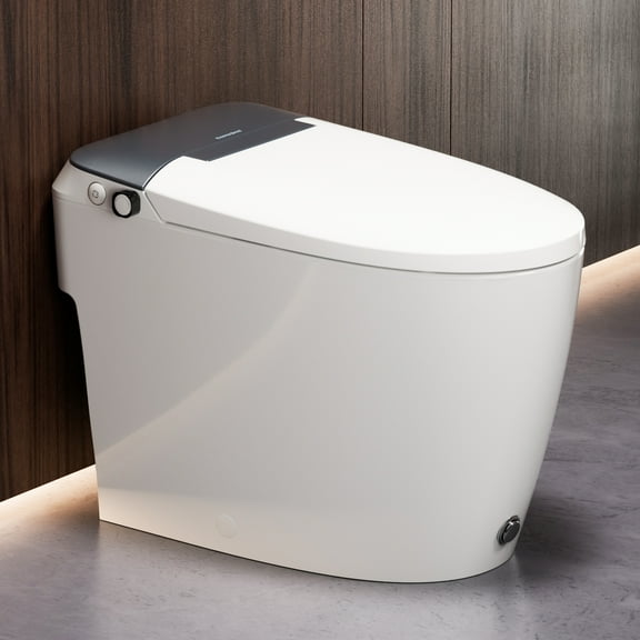 Casta Diva Non-Electric Bidet Toilet, Comfort Seat Height Elongated Smart Toilet with Foot-kick Flush, Powerful Flush (Power Free)