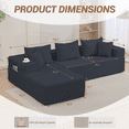thumbnail image 4 of DELMANGO Modular Sectional Sofa with L-Shape Chaise, Corduroy Boneless Couch Set for Living Room, No Assembly Required, Black, 4 of 8