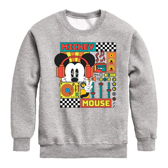 Disney - Mickey Mouse Rhythm Waves Graphic Long Sleeve Fleece Sweatshirt