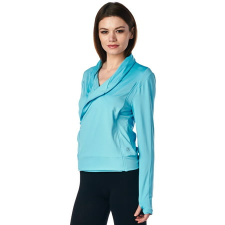 LA Society LA Society Women's Turquoise Yoga Sport Fitness Running  Wrap Zipper Design Jacket Turquoise