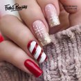 thumbnail image 1 of Christmas Decoration Fofosbeauty False Nails, Coffin Press on Nails Tips Design, Powder Snowflake Gold, 1 of 7