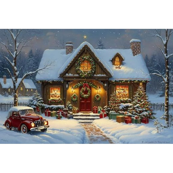 300 Pieces Wooden Jigsaw Puzzle A Warm Christmas Love Puzzle Challenging Educational Fun Family Games Toys Gifts for Home Kitchen Decor Family Activities