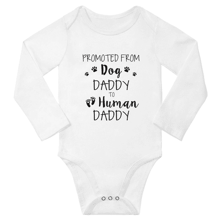 

Promoted From Dog Daddy To Human Daddy Baby Long Sleeve Boy Girl One-pieces (White 12-18M)