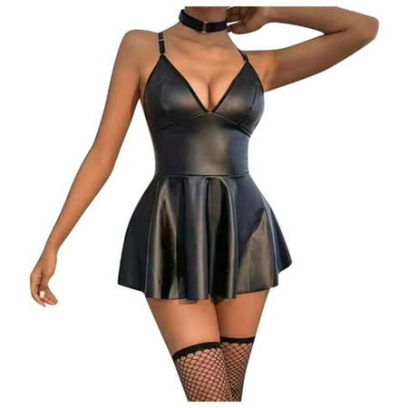 Ped Sports Bra 44 Bra Women s Seductive PU Leather Harness Lingerie Dress Adjustable Straps Leather Skirt For Ladies