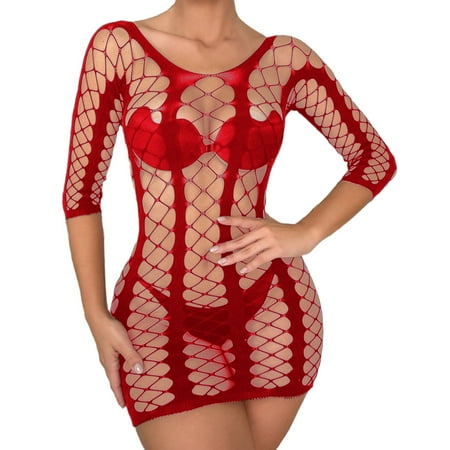 Gunia Women s Lingerie Wedding Dress Mesh Hollow Out Bodysuit Chemise Bridal Outfits Underwear Nightwear for Party Date Night