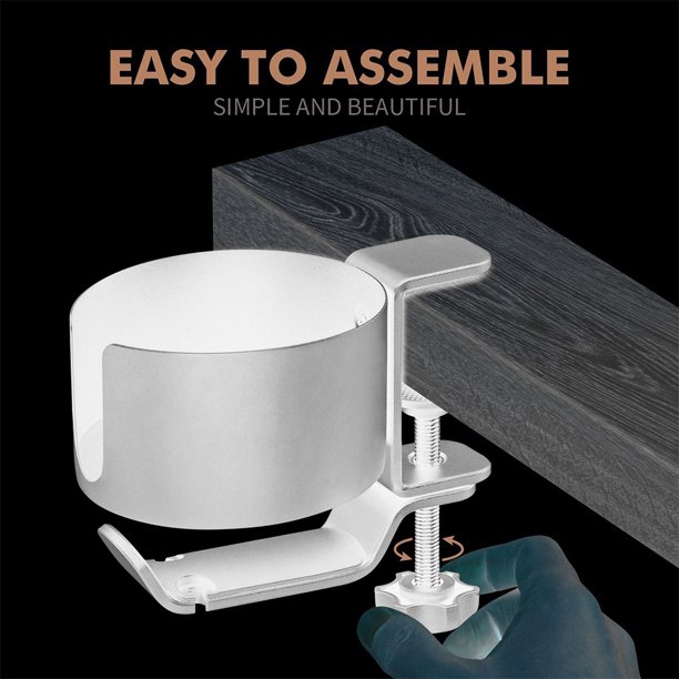 FOMIYES Soporte De Auriculares Y Portavasos De Aluminio Para Escritorio En Color Plata