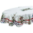 thumbnail image 3 of Pine Berry Provence Christmas Fabric Tablecloth, 60 x 84 Inch Oval, Holiday Pine Needles and Berries, French Country Winter Dining Table Cover, 3 of 6