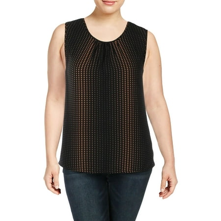 Anne Klein Womens Shirred Polka Dot Shell