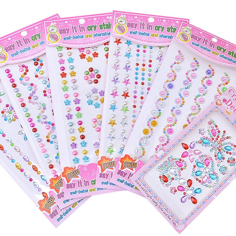  10 Sheets 3D Gems Sticker Girls Stickers Sticker Books for Kids  2-4 Animal Sticker Stick on Earrings for Little Girls Self- Adhesive Sticker  Stereo Sticker Cute Child Rabbit : Toys & Games