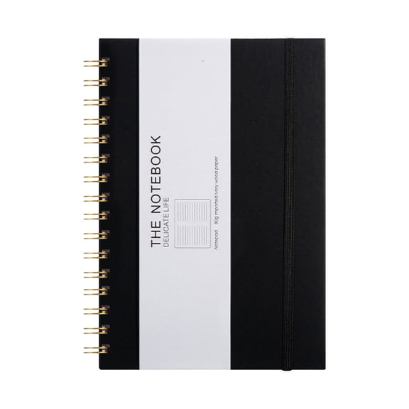 Homesteed A5 Hardcover Notebook 200 Pages Thick Paper Spiral Journal for Work Business Black Wirebound Notebook for Daily Planning