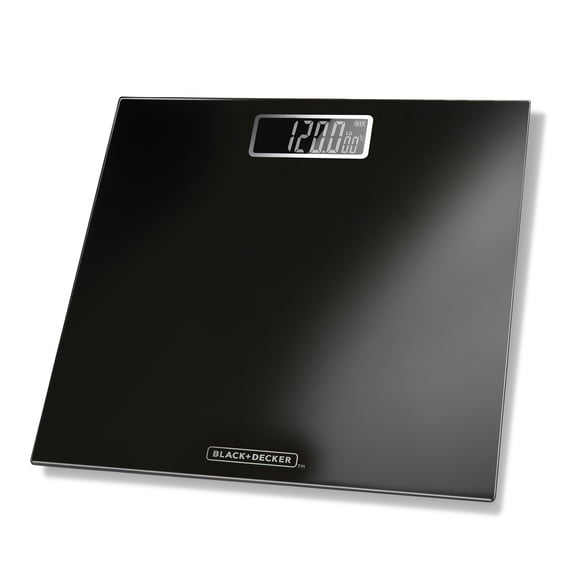 BLACK+DECKER Digital Body Weight Scale, Accurate Weight Measurements, LCD Display, Tempered Glass, Non-Slip, Black