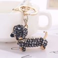 thumbnail image 2 of OUSITAID Metal Rhinestone Sausage Dog Keychain Cartoon Animal Dachshund Puppy Key Ring Shoulder Bag Key Chain, 2 of 4
