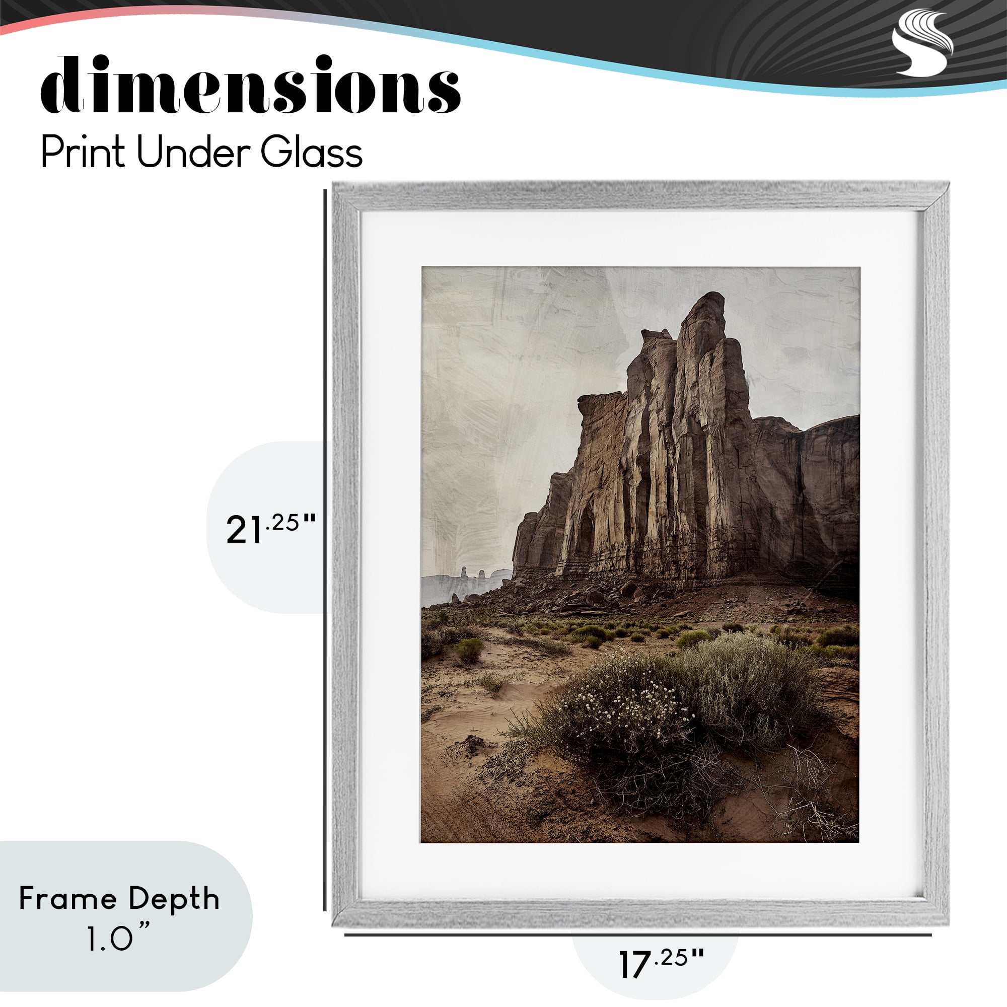 Stupell Industries Desolate Rock View Gray Framed Print Under Glass, design by Kim Allen
