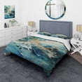 thumbnail image 1 of Designart "Aqua Dream Rush Motion II" Abstract Bedding Covert Set - Abstract Green Modern Bed Set With 2 Shams, 1 of 6