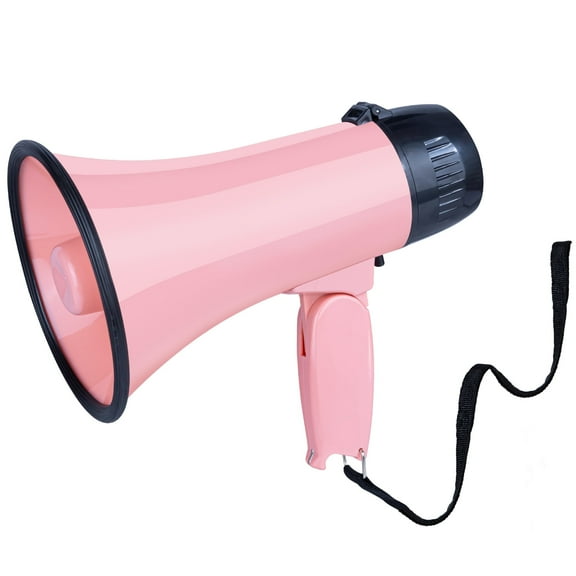 MyMealivos 20W Portable Megaphone ABS Material Bullhorn with Volume Control, Siren and 240 Second Record-Pink