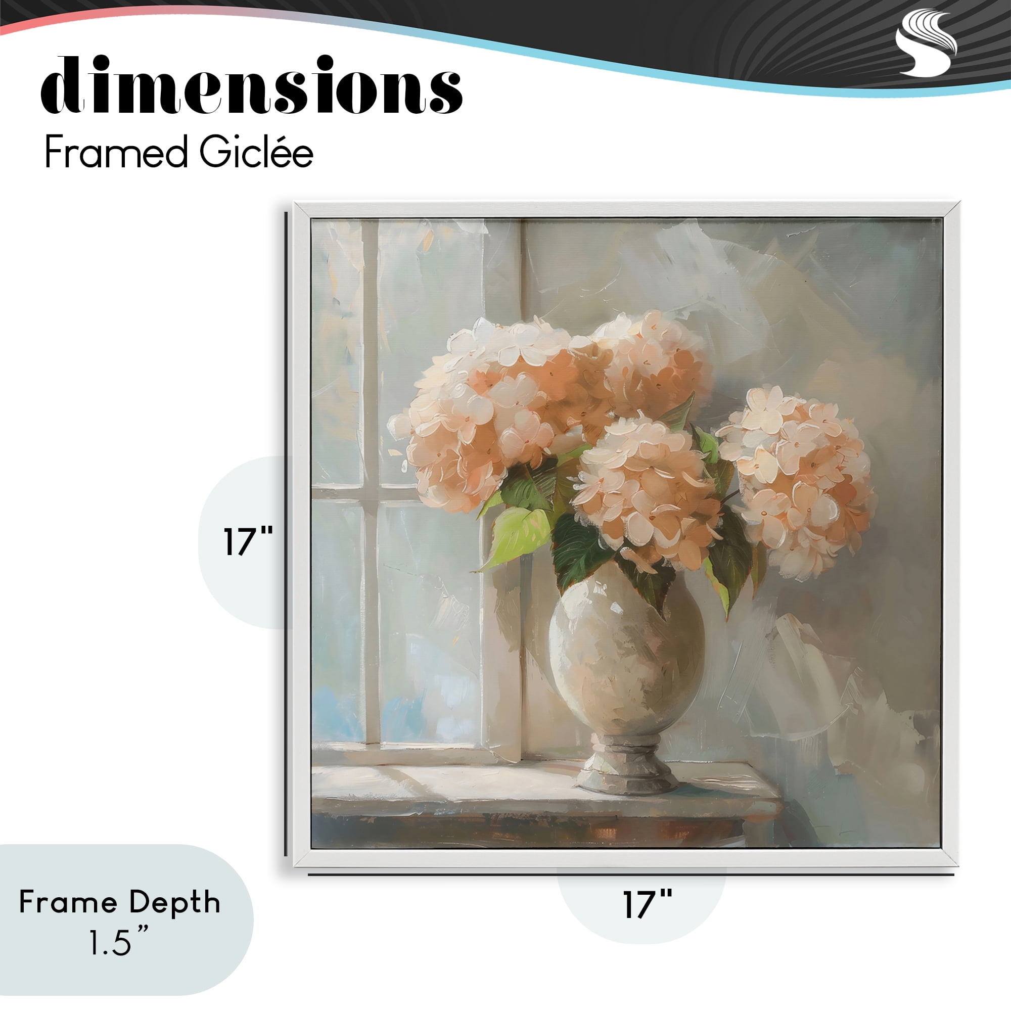 Stupell Industries Pink Hydrangea in Sunlit Vase White Framed Giclee Art, design by Creative Studio