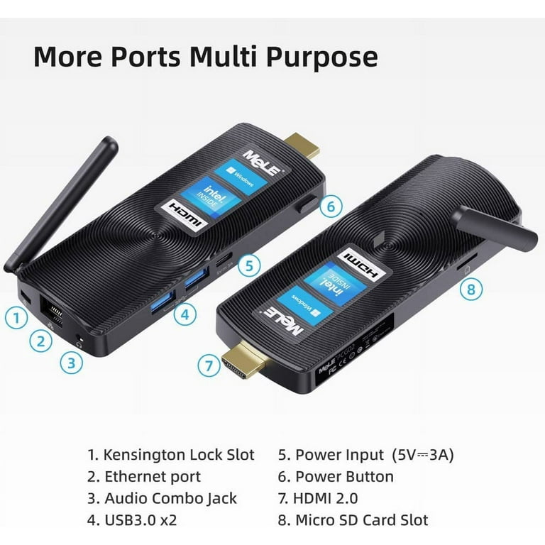 MeLE Compact PCG02 Fanless Mini PC Stick, Slim Intel J4125