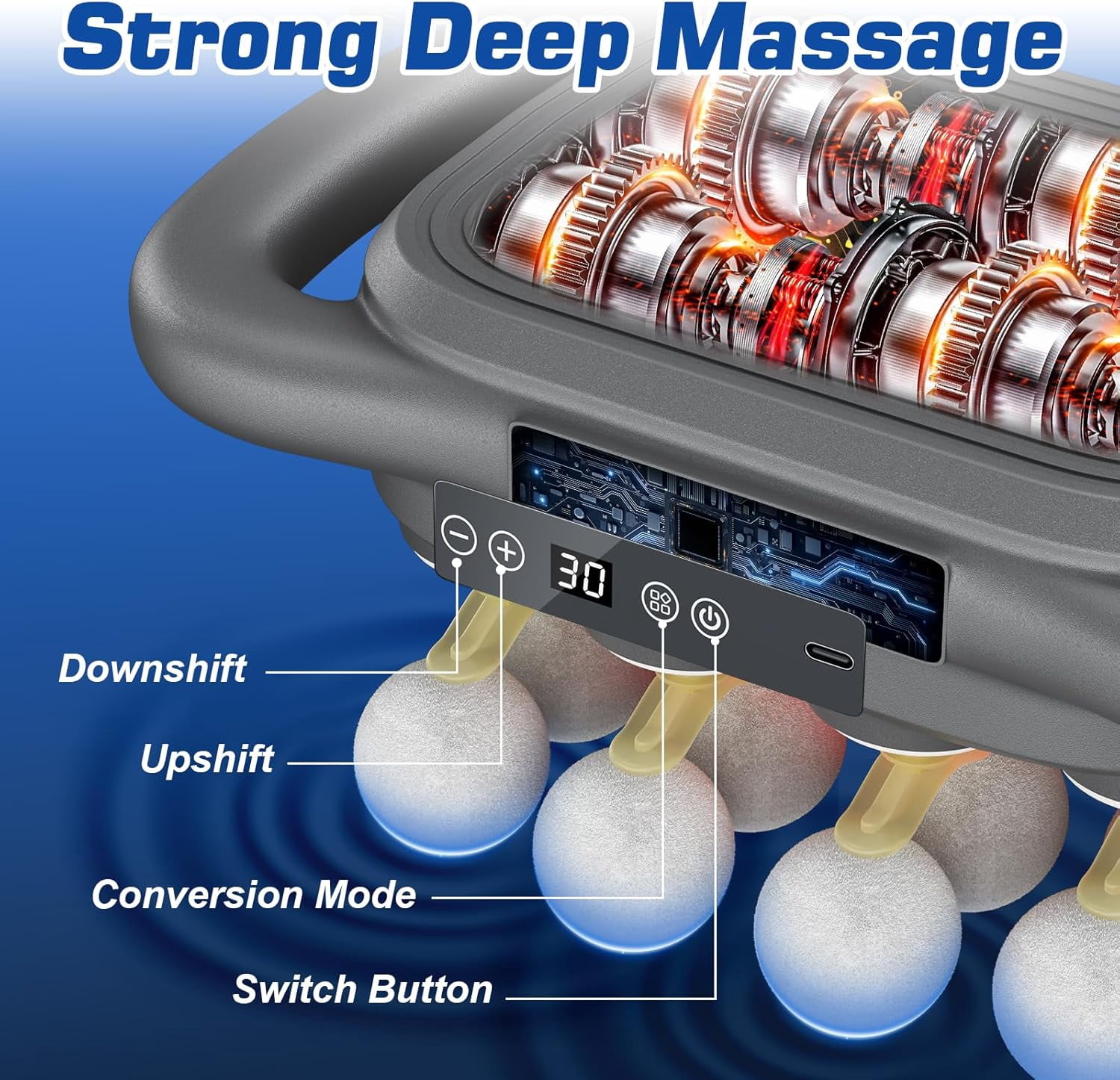 Deep Tissue Massage Gun - 16 Heads, 9 Levels, 22800 RPM High-Speed Percussion Massager for Full Body Muscle Pain Relief