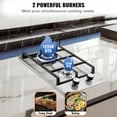thumbnail image 3 of STAWAY 12" Gas Cooktop, 12250BTU Dual Burner, LPG/NG Convertible, Stainless Steel, Safe Thermocouple Protection, Efficient Cooking for Home & Restaurant, 3 of 8