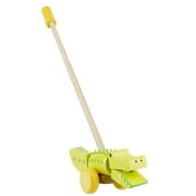 Orange Tree Toys: Push Along: Crocodile - Wooden Toy, Colorful Wheeled Character w/ Handle, Encourage First Steps, FSC Certified, Toddler Kids Age 1+