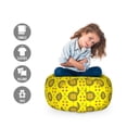 thumbnail image 2 of Abstract Storage Toy Bag Chair, Flowers Inspired Modern Elements Pattern on Summer Tone Background, Stuffed Animal Organizer Washable Bag, Large Size, Yellow and Olive Green, by Ambesonne, 2 of 3