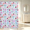 thumbnail image 2 of Erosebridal Cute Ladybug Shower Curtain 72Wx72L,Kawaii Floral Bathroom Curtain,Blue Pink, 2 of 5
