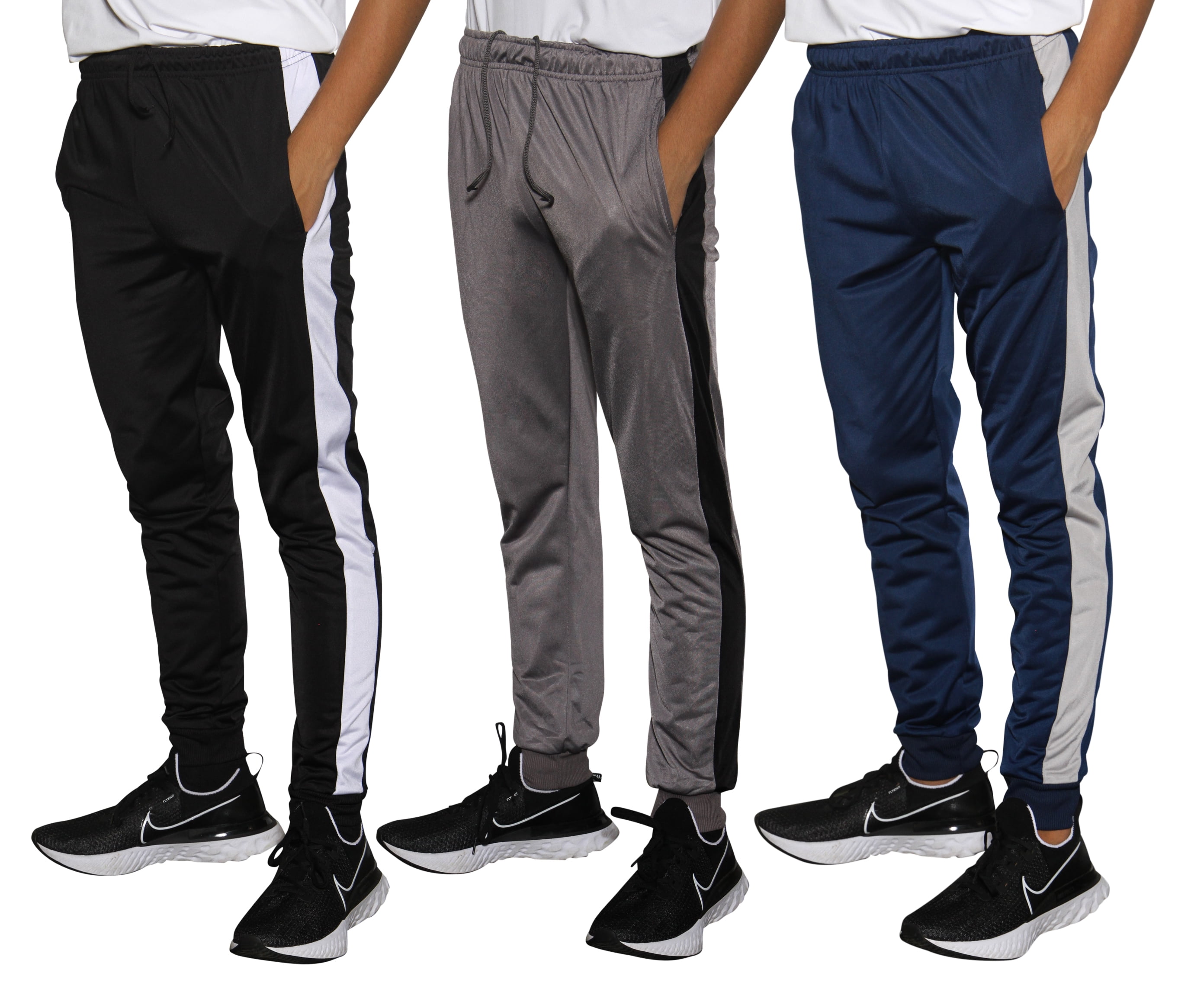 Real Essentials Youth Tricot Athletic 3-Pack Gym Joggers with Pockets ...