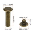thumbnail image 2 of Unique Bargains 50 Ensembles Vis Chicago, M5x18mm Vis Chicago Plaquées Laiton Rivets pour Cuir, Marron, 2 of 6