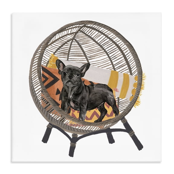 Stupell Industries Eclectic Puppy Dog Woven Chair Pet Canvas Art, 24 x 24, by Melissa Wang