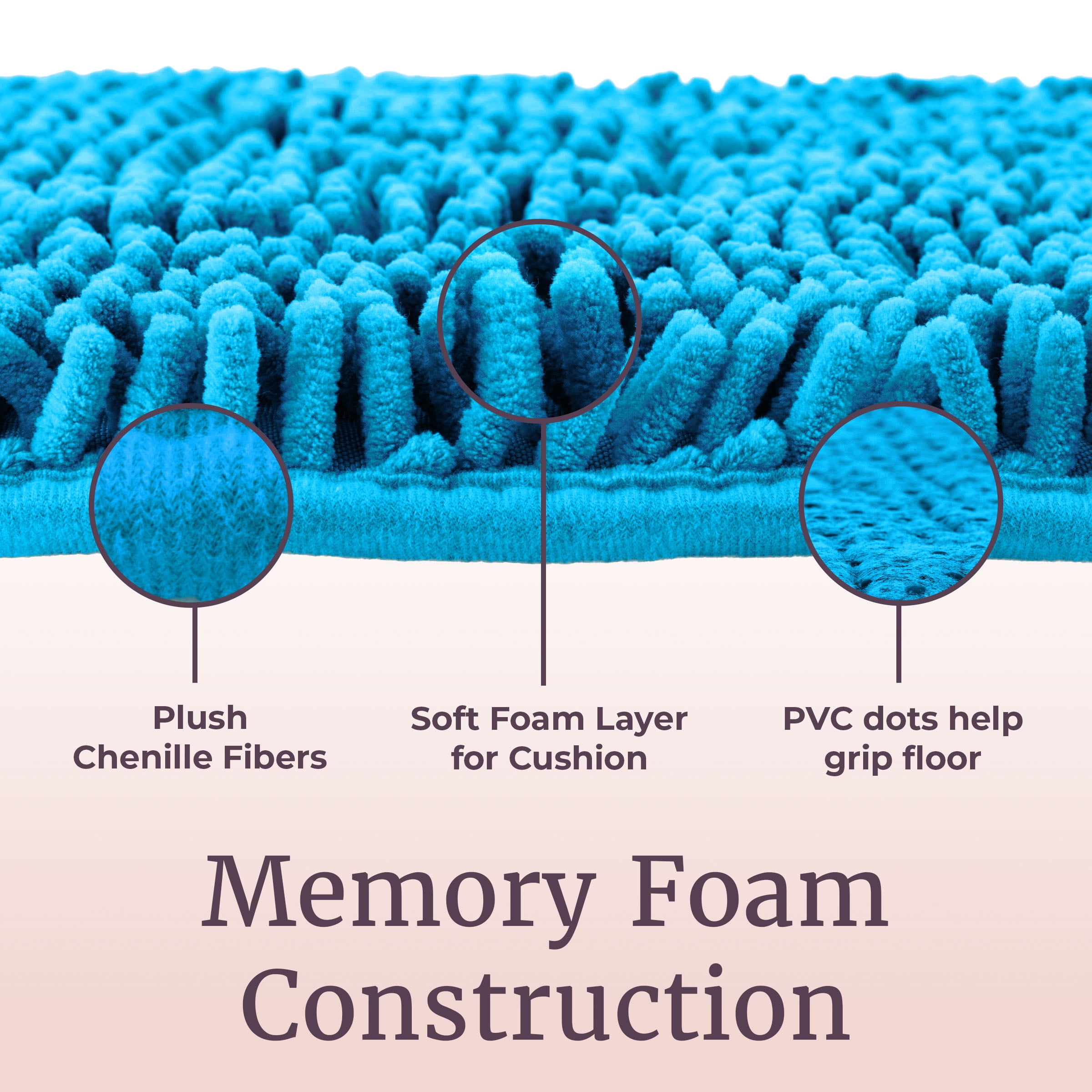 Lavish Home Memory Foam Shag Bath Mat (24x58), Blue