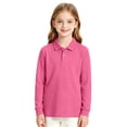 thumbnail image 6 of Kids Polo Shirts Boys Girls School Uniform Long Sleeve Shirt Cotton Collared Tops Soft Casual School Wear Basic Golf Shirt,2-3Y,Hot Pink, 6 of 7