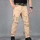 thumbnail image 1 of Pantalones largos para hombre, de color liso, informales, con bolsillos, para trabajo, para actividades al aire libre, rectos, de poliéster., 1 of 7