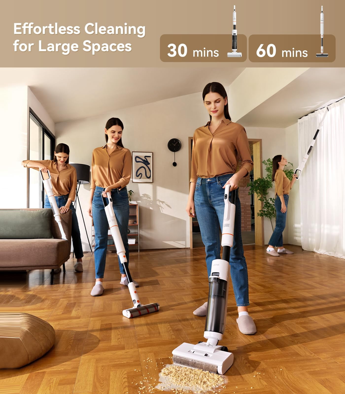 JONR ED20 Pro 4-in-1 Cordless Wet Dry Vacuum Cleaner, 17000 Pa Vacuum Suction Power, Self-Cleaning and Automatic Drying with One Click