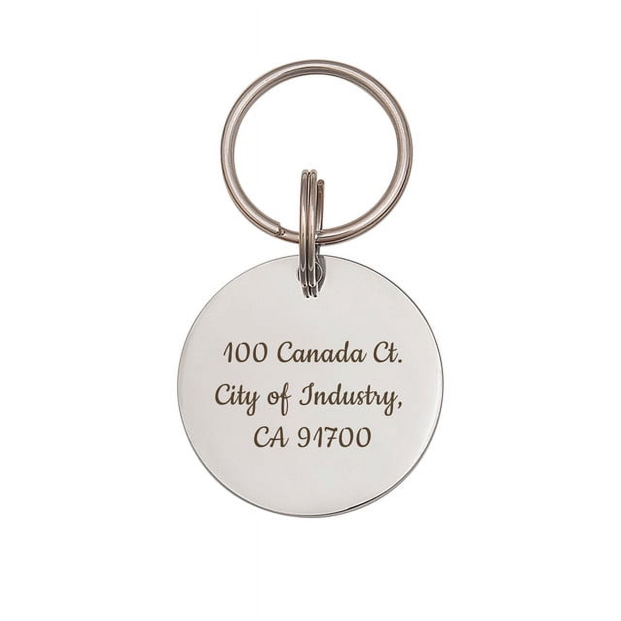Anavia Stainless Steel Double Sided Round Name - State Icon - Phone Engraved Dog & Cat ID Tag, Silver, L