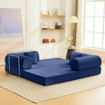 thumbnail image 5 of Atlas Mattress Perri Blue 79" Modular Compressed Sofa with Corduroy Upholstery, Lumbar Pillows & Metal Support, 5 of 6